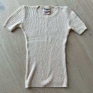 Vintage Courreges cream short sleeve sweater size XS